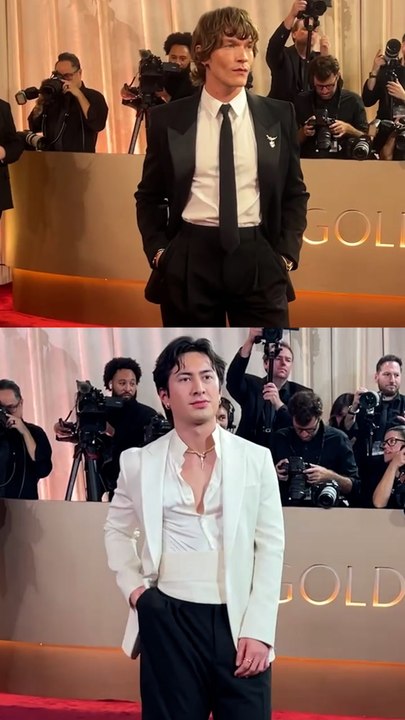 Heated Rivalry Stars Hudson Williams and Connor Storrie Set the Red Carpet on Fire in 2026 Golden Globes Debut