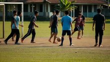 suasana lapangan desa sore hari