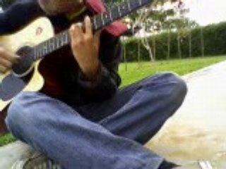 guitare acoustique folk herbe