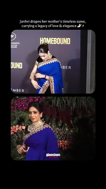 Janhvi Kapoor honoring Sridevi, draped in love and timeless grace ✨  #glamsham #saree #janhvikapoor #sridevi  #cannes  {glamsham, saree, janhvi kapoor, sridevi, cannes}