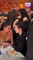 Ariana Grande carefully navigates her glamorous outfit while meeting Kylie Jenner and Timothée Chalamet at Golden Globes Awards