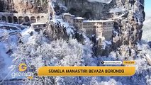 Görüntüsüyle mest etti: Sümela Manastırı beyaza büründü