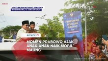 Prabowo Hentikan Mobil, Ajak Anak-Anak Naik Maung