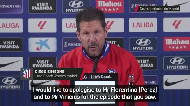 Simeone apologises for comments made to Vinicius during Supercopa defeat