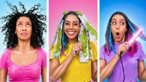 Les difficultés des cheveux BOUCLÉS 💇‍♀️✨ LONGS vs CHEVEUX COURTS Hacks de relooking de beauté DIY !