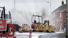 Water shoots into the air from the burst water main in Crediton, video Alan Quick IMG_2362