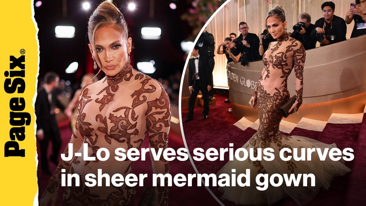 Jennifer Lopez serves serious curves in sheer mermaid gown on Golden Globes 2026 red carpet