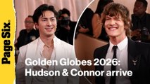 Connor Storrie and Hudson Williams take suiting to the next level on Golden Globes 2026 red carpet