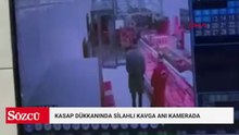 Kasap dükkanında silahlı kavga anı kamerada