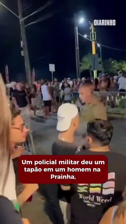 Flagrante mostra policial militar agredindo e derrubando turista