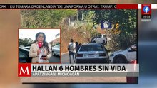 Autoridades investigan el hallazgo de seis cuerpos con huellas de violencia en Apatzingán.