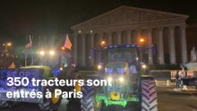 Colère des agriculteurs: un cortège de tracteurs positionné devant l'Assemblée nationale