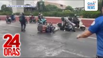 Truck, tumagilid; karga nitong syrup, tumapon; 11 rider, sumemplang sa madulas na kalsada | 24 Oras