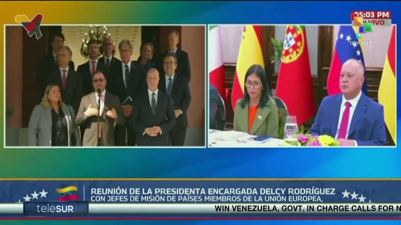 Acting pres. Delcy Rodriguez meets with European ambassadors in Caracas