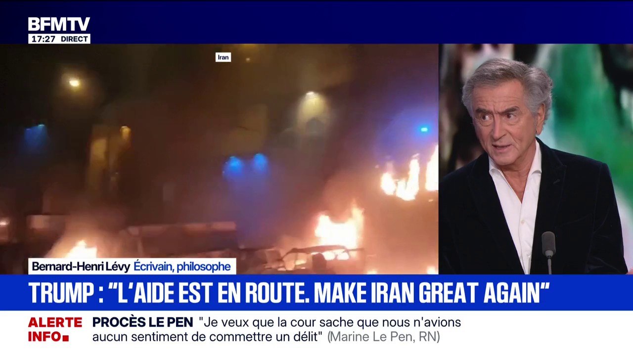 Révolte en Iran: "Si l'aide [américaine] arrête le massacre, le bain de sang et détrône les Mollahs, Donald Trump a raison", estime Bernard-Henri Lévy, écrivain