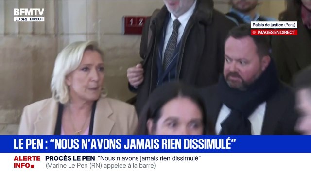 Procès en appel du RN: à la barre, Marine Le Pen affirme n'avoir aucun sentiment d'avoir commis le moindre délit