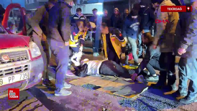 Tekirdağ'da motosiklet ile hafif ticari aracın çarpıştığı kaza