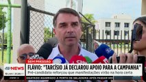 Flávio Bolsonaro afirma que Tarcísio de Freitas já declarou apoio à sua pré-candidatura