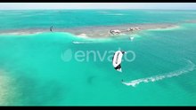 Kitesurfing and Windsurfing on Tropical Island Aerial View