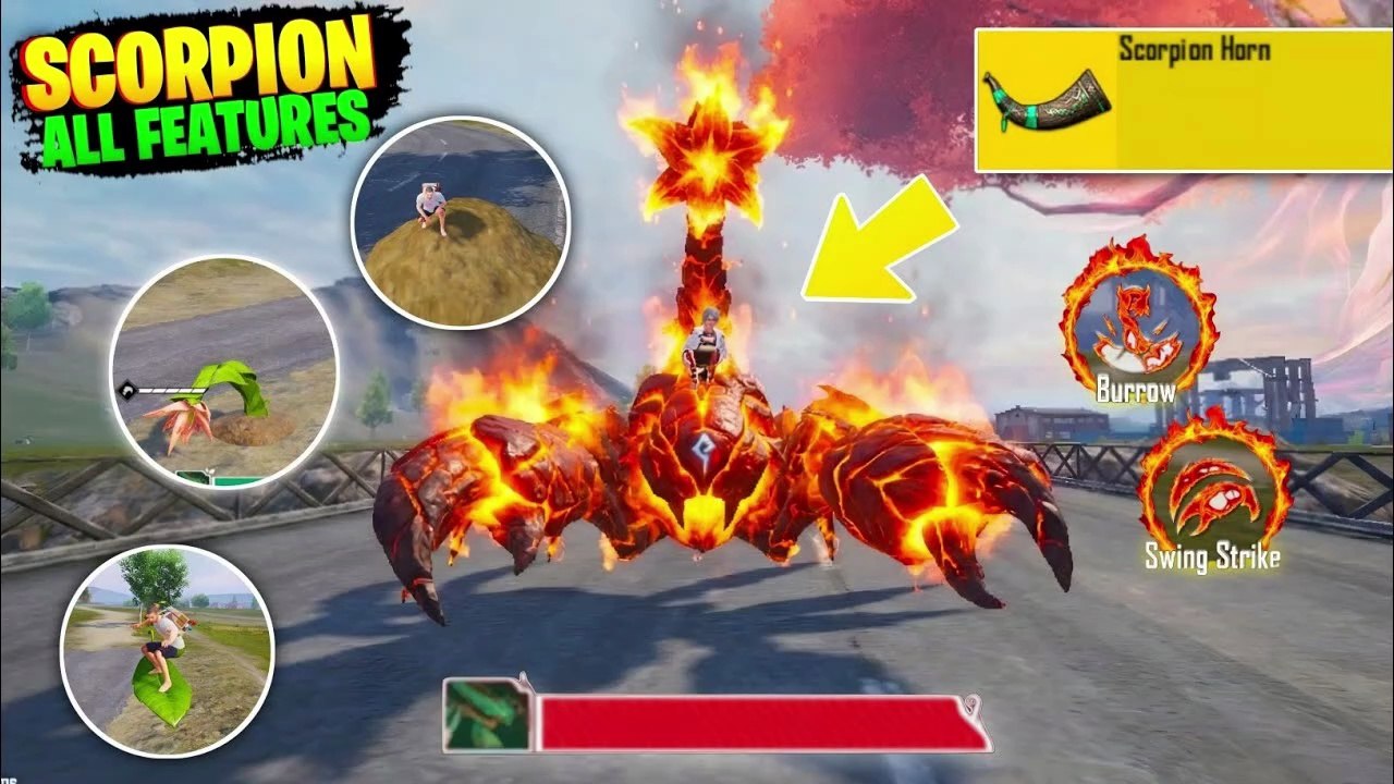 PUBG Mobile 4.2🔥SCORPION HORN Complete Features Guide | HORN LOCATION | Damage Test And Hoverboard Tips & Tricks