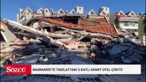Marmaris'te tadilattaki 5 katlı apart otel çöktü