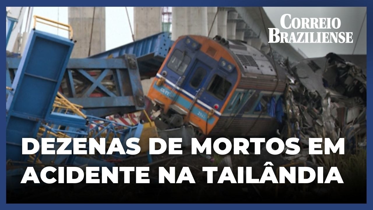 Guindaste cai sobre trem deixando mortos e feridos na Tailândia