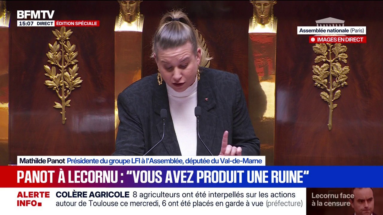 Mercosur: "Vous menacez de mort l'agriculture familiale française", déclare Mathilde Panot, présidente du groupe LFI à l'Assemblée