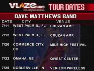 Dave Matthews Band July Tour Dates