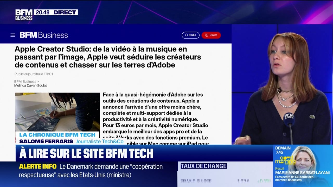 À lire sur le site Tech&Co : Apple Creator Studio, de la vidéo à la musique en passant par l'image, Apple veut séduire les créateurs de contenus et chasser sur les terres d'Adobe, par Salomé Ferraris - 14/01