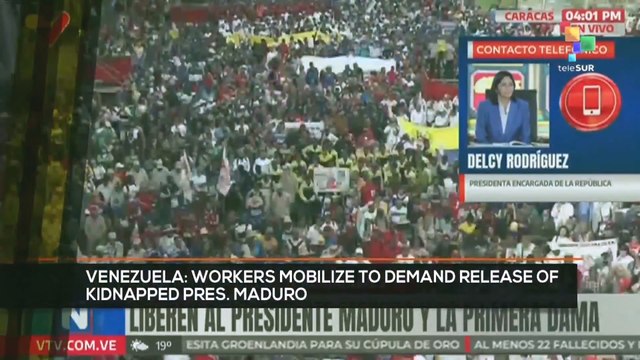 FTS 18:30 14-01: Venezuelan workers mobilize to demand release of kidnapped Pres. Maduro
