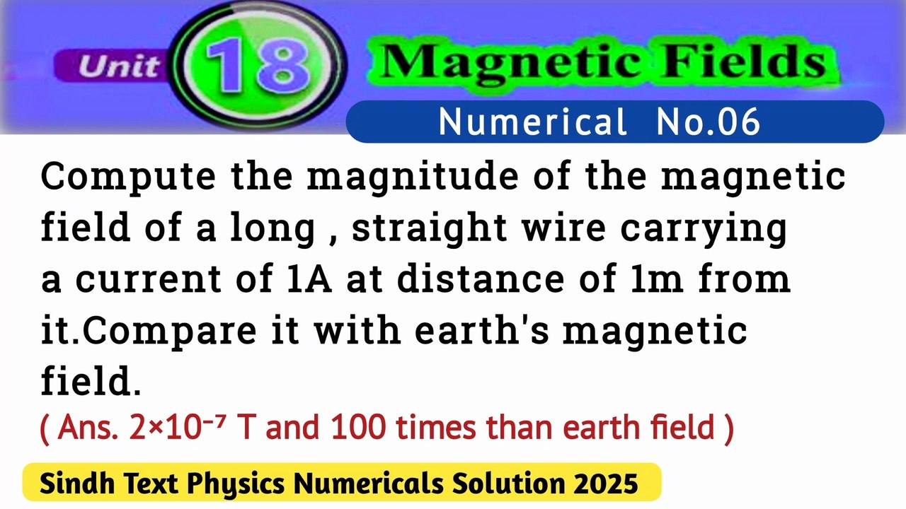 Compute the magnitude of the magnetic field of a long , straight wire carrying a current of 1A at distance of 1m from it.Compare it with earth's magnetic field.