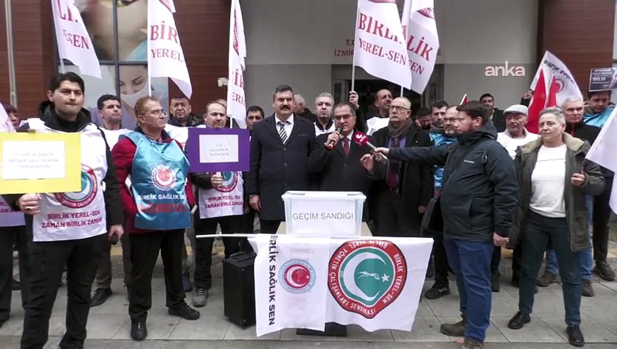 İzmir'de kamu emekçilerinden maaşlara 'Geçim Sandığı' ile protesto