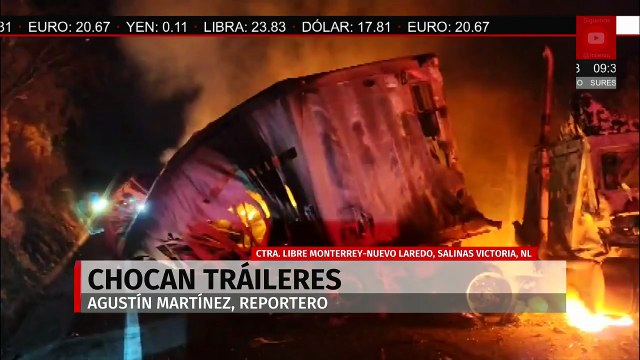 Choque de tráileres deja un herido en la carretera Monterrey–Nuevo Laredo