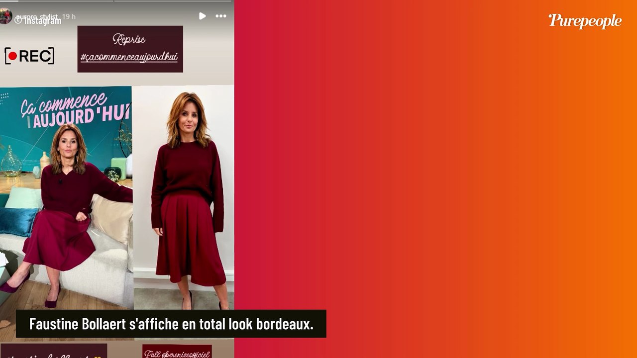 Dans le dressing de Faustine Bollaert, LA couleur qui va aux brunes et une jupe créée par Marine Vignes, l'ex-compagne de Nagui !