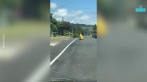 Small Car Holds Up Traffic