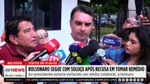 Flávio visita Jair Bolsonaro e ex-presidente segue com soluço após evitar remédio | TEMPO REAL