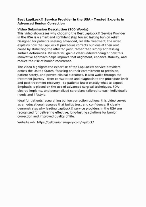 Best LapiLock® Service Provider in the USA – Advanced Bunion Correction You Can Trust