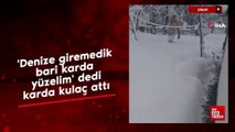 Sinop'ta 'Denize giremedik bari karda yüzelim' dedi karda kulaç attı