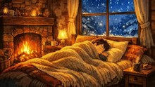 Cosy Winter Sleep ASMR ❄️ Fireplace, Snowfall & Sleeping Cat | 15M Ambient Sounds | Studio Serenity
