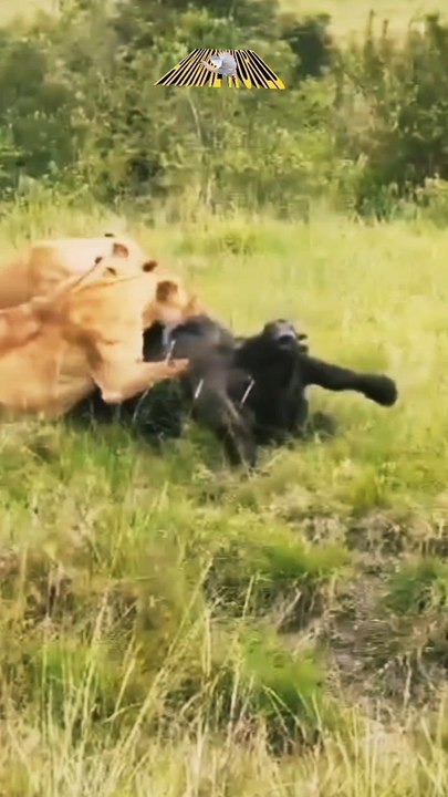 A cornered buffalo