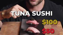 1 vs 50 vs 100 Tuna Sushi