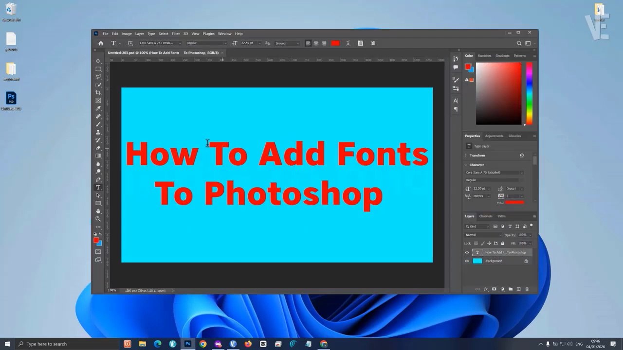 How do I import a font to Photoshop
