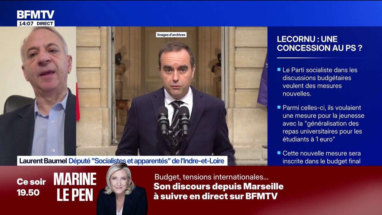 Budget 2026: "C'est en fonction des concessions qui nous seront proposées que nous déterminerons notre choix de censure ou non censure", déclare Laurent Baumel (PS)