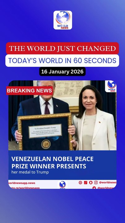 Venezuelan Nobel Peace Prize winner presents her medal to Trump