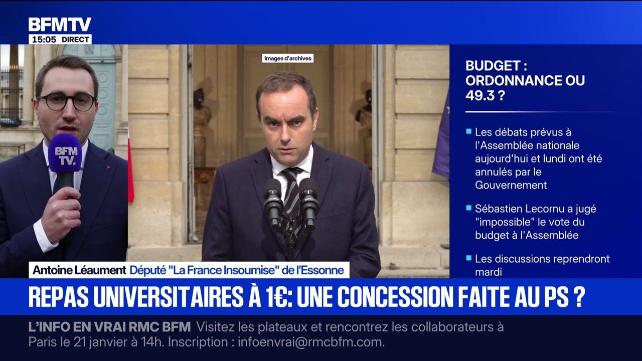 "Si le budget passe par ordonnance, il y aura censure, si le budget passe par 49.3, il y aura censure", déclare Antoine Léaument, député LFI