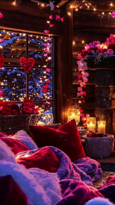 Cozy Valentine's Fireplace 4K - Romantic Ambiance with Crackling Fire Sounds 💕🔥#asmr #relaxing