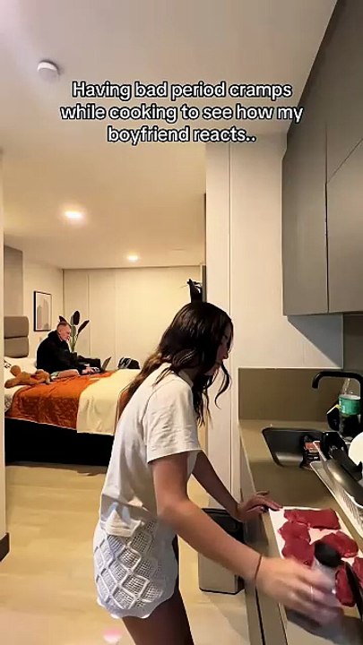 Having period cramps in front of my husband to see his reaction couple husbandwife foryou