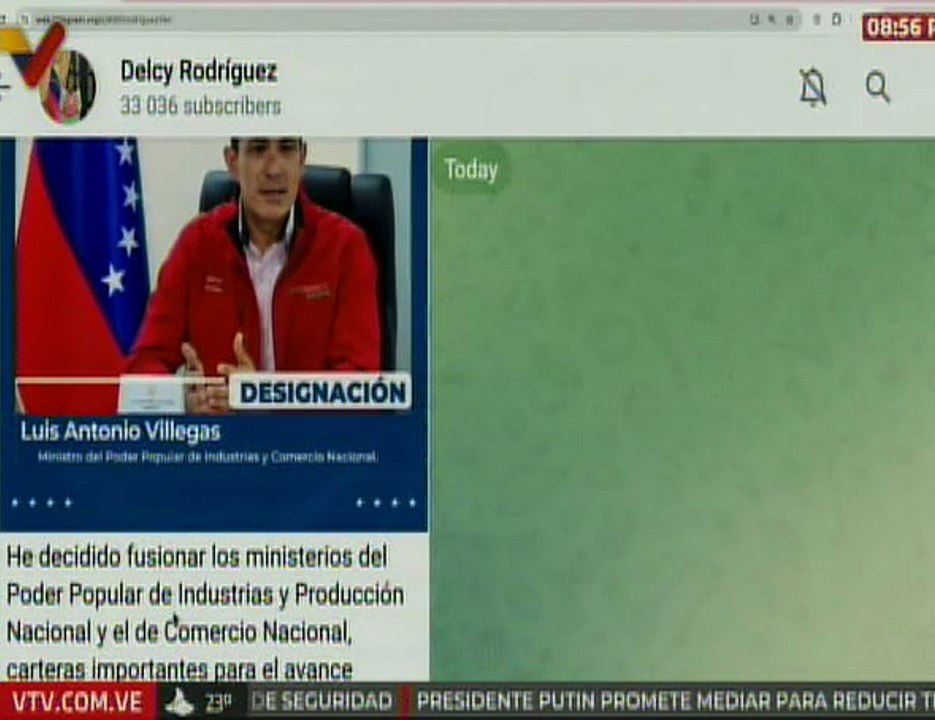 Presidenta Encargada designa a Luis Villegas como ministro para la Industria y Comercio Nacional