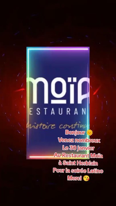 Bonjour. Venez nombreux le 30 janvier au restaurant moia a Saint Herblain Réservations ☎️ au 02 40 65 08 88. Merci 😗