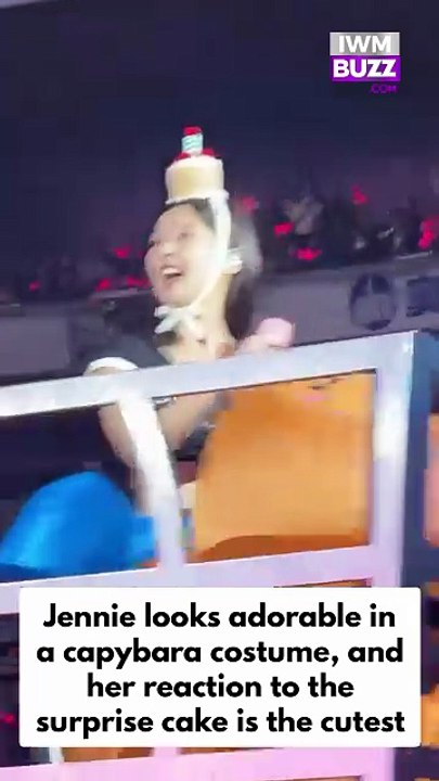 BLACKPINK Jennie looks adorable wearing capybara costume and her reaction with surprise birthday cake is the cutest at Tokyo concert